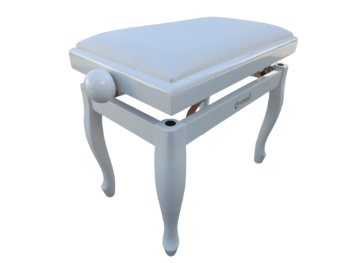 כסא פסנתר מתכוונן עם רגליים מהודרות בצבע לבן וטופ דמוי עור PB18-CL מבית Legrand