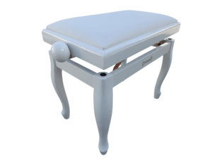 כסא פסנתר מתכוונן עם רגליים מהודרות בצבע לבן וטופ דמוי עור PB18-CL מבית Legrand