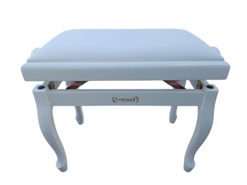 כסא פסנתר מתכוונן עם רגליים מהודרות בצבע לבן וטופ דמוי עור PB18-CL מבית Legrand