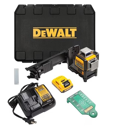פלס לייזר 3 מעגלים 360 מעלות 12V + סוללה 2A ומטען DW089LG