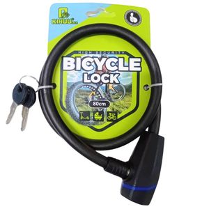 מנעול ספירלה כבל איכותי וחזק עם 2 מפתחות לנעילת אופנועים ואופניים 12X80 ס"מ