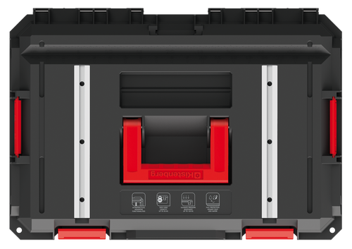 ארגז כלים KISTENBERG X BLOCK TECH TOOL CASE 20 דגם KXB604020G עם 6 קופסאות ארגון, מכסה נפתח למשטח עבודה, מסילות אלומיניום ועמידות 120 ק