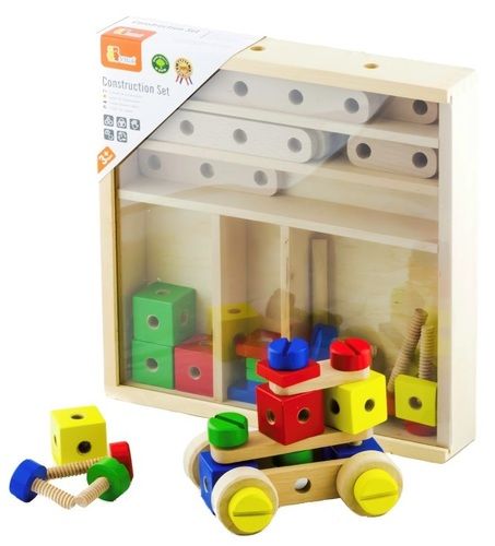 סט בניה והרכבה מעץ אום ובורג 53 חלקים