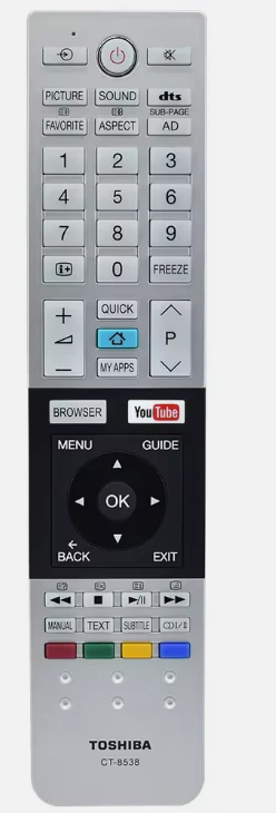שלט רחוק מקורי לטלוויזיות טושיבה TOSHIBA דגם CT-8538
