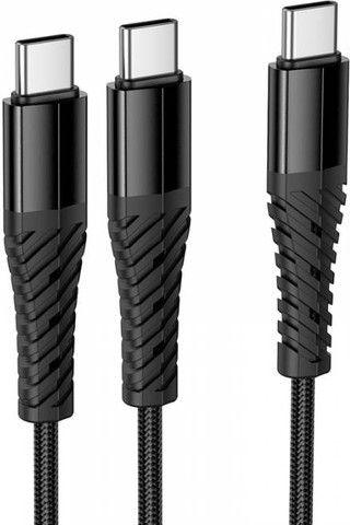 כבל טעינה ונתונים Type-C כפול 1 מטר (ניילון קלוע) Hoco X123