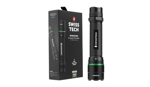 פנס לד עוצמתי נטען אלומיניום 1000 לומנס עם זום – Swiss+Tech ST031621