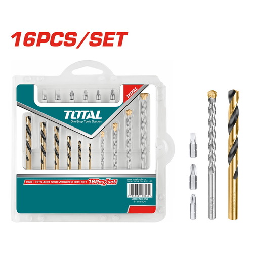 ערכת 16 מקדחים משולב בטון / מתכת TOTAL