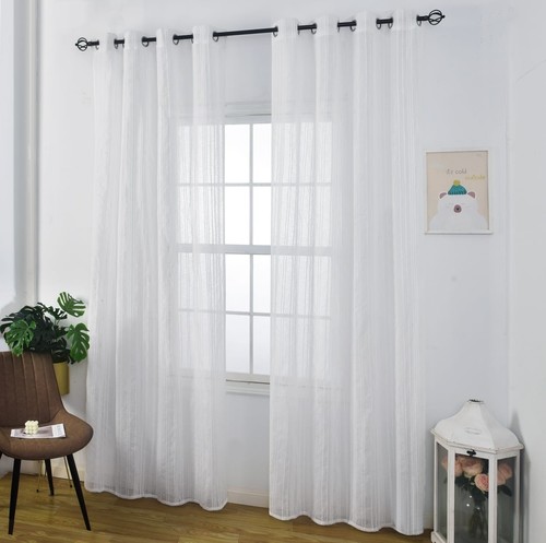 וילון הלני דמוי פשתן לבן חצי שקוף