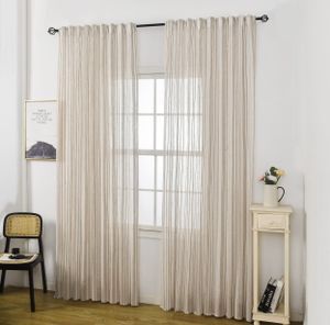 וילון השחלה ניקוס – פסים דמוי פשתן אבן 260×140 ס״מ