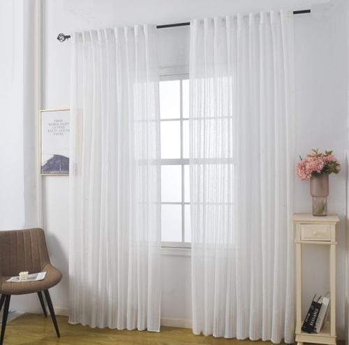 וילון השחלה ניקוס דמוי פשתן – לבן שבור ‎140×260 ס״מ