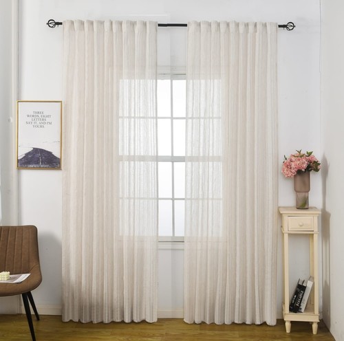 וילון השחלה ניקוס דמוי פשתן – שמנת ‎140×150 ס״מ