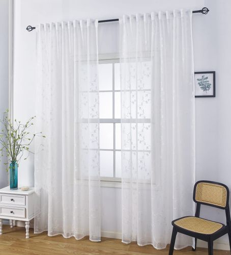 וילון השחלה אופל רקום – לבן ‎140×250 ס״מ