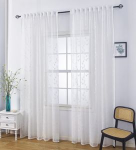 וילון השחלה אופל רקום – לבן ‎140×250 ס״מ