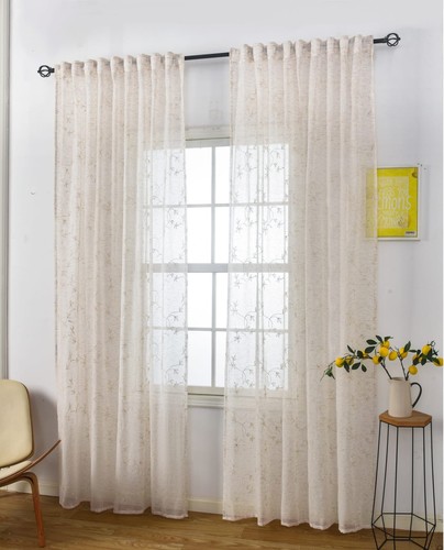 וילון השחלה אופל רקום – אבן ‎140×160 ס״מ