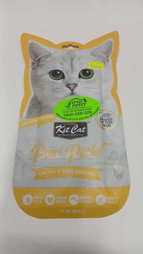 kit cat purr puree מעדן שלוק עוף וסיבים לחתולים 4 יחידות של 15 גרם ( סה