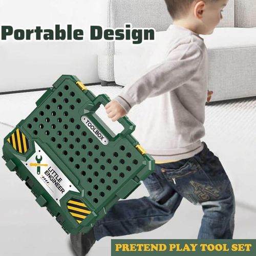 שולחן כלי עבודה לילדים 2 ב-1 עם 98 אביזרים הופך למזוודה