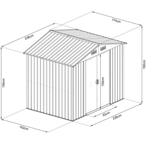 מחסן מתכת 2.36X1.74 דגם YX68 Garden Top
