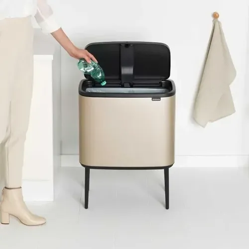 פח ברבנטיה למטבח 36 ליטר - Brabantia BO זהב מטאלי מתוך קולקציית פחי אשפה למטבח (מבט נוסף) - איכות פרימיום בלתי מתפשרת ואחריות מלאה