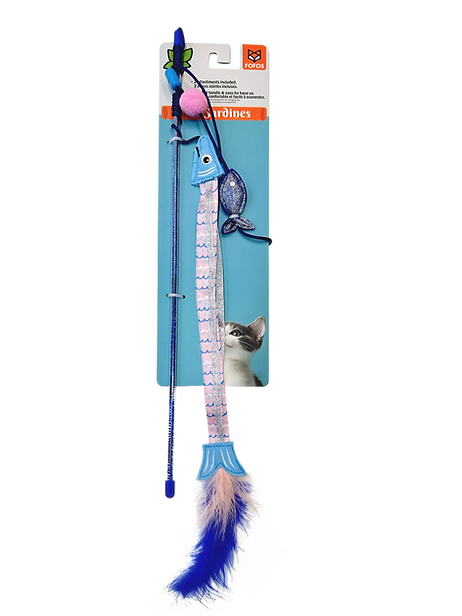 צעצוע חכה איכותית לחתולים עם 2 ראשים מתחלפים