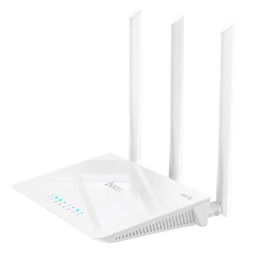  נתב אלחוטי hoco HI30 2.4G שלוש אנטנות WiFi 4, תקע: תקע האיחוד האירופי (לבן)