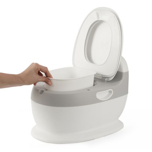 סיר גמילה אנטומי בצורת אסלה עם ריפוד ואפקט של הורדת מים - ירוק