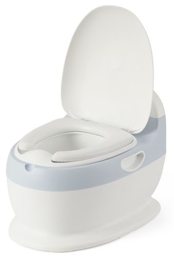 סיר גמילה אנטומי בצורת אסלה עם ריפוד ואפקט של הורדת מים - כחול