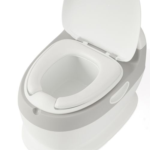 סיר גמילה אנטומי בצורת אסלה עם ריפוד ואפקט של הורדת מים - כחול