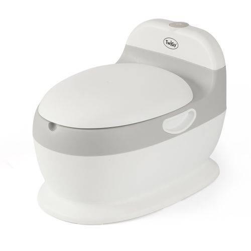 סיר גמילה אנטומי בצורת אסלה עם ריפוד ואפקט של הורדת מים - אפור