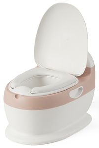 סיר גמילה אנטומי בצורת אסלה עם ריפוד ואפקט של הורדת מים - ורוד