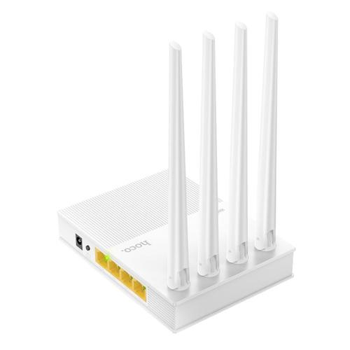 נתב אלחוטי hoco HI31 2.4G / 5G Dual-band 4 אנטנות WiFi 5, תקע: תקע האיחוד האירופי (לבן)