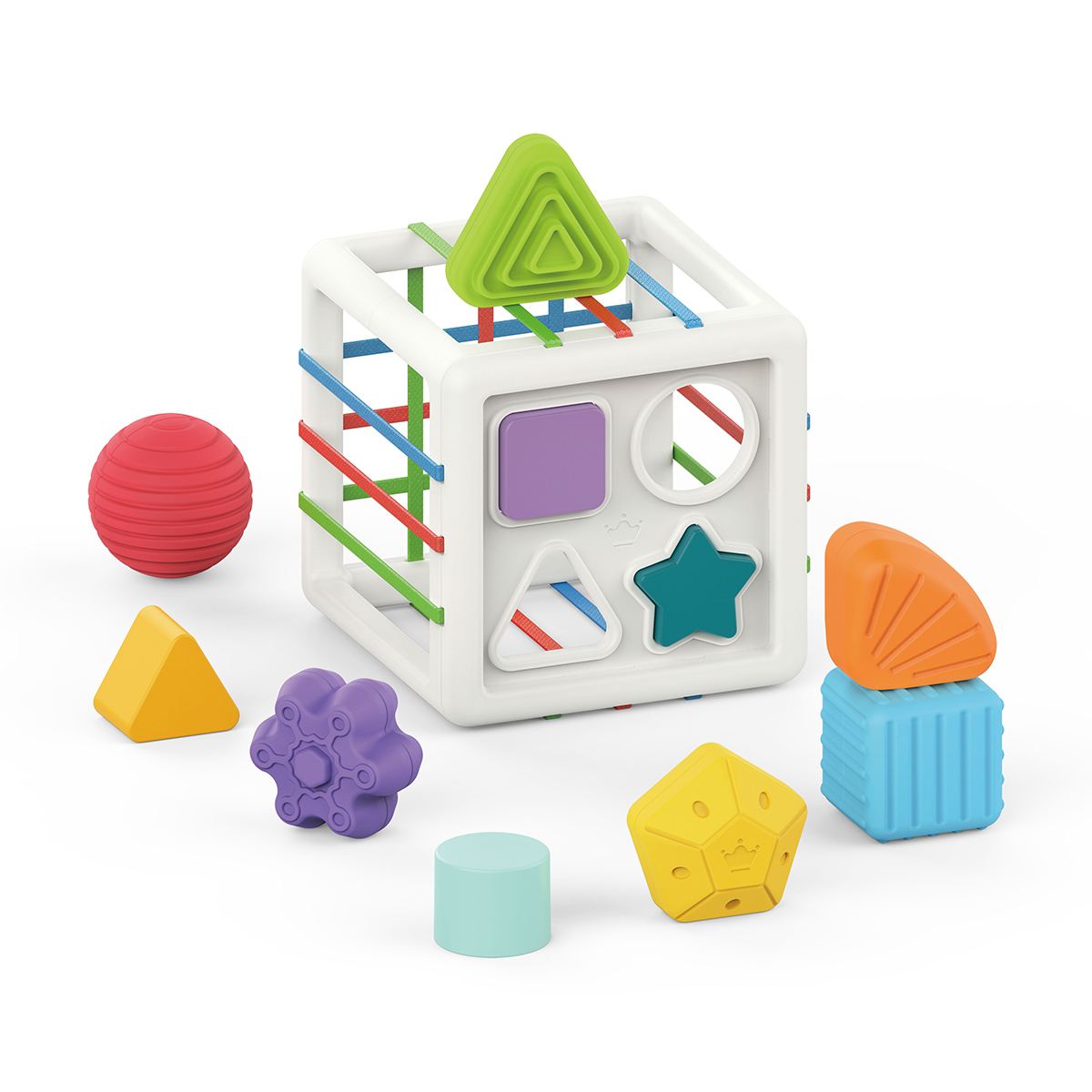 קוביית סדרן צורות עם פסי גומי