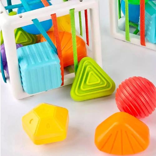 קוביית סדרן צורות עם פסי גומי