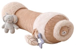 כרית בטן עם 3 צעצועי בד מחוברים - אריה קרם