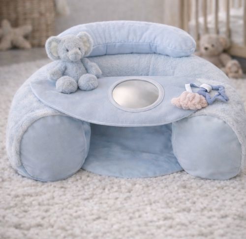 כרית ישיבה ופעילות עם מראה ובובות פעילות - כחול