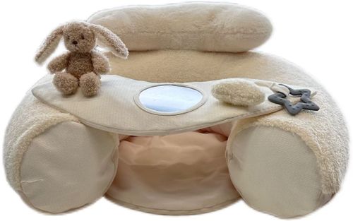 כרית ישיבה ופעילות עם מראה ובובות פעילות - קרם