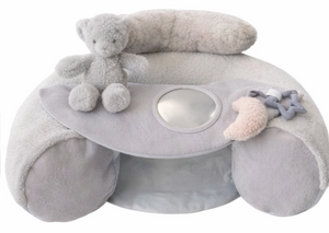 כרית ישיבה ופעילות עם מראה ובובות פעילות - אפור