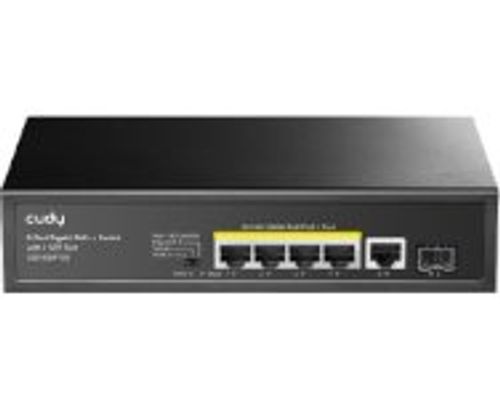 מתג לא מנוהל CUDY GS1005PTS1 5PORT 1GB POE 1XSFP total 120W