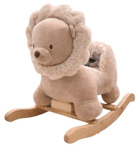 נדנדת אריה מעץ ובד בוקלה רך ונעים