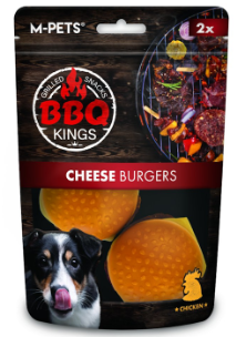 חטיף ציזבורגר לכלבים 130 גרם 2 יחידות באריזה - M-PETS Snack Bbq Kings Cheese Burgers