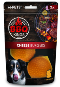 חטיף ציזבורגר לכלבים 130 גרם 2 יחידות באריזה - M-PETS Snack Bbq Kings Cheese Burgers
