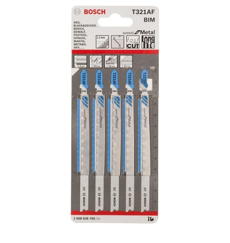 סט 5 להבים למסור אנכי למתכת T321AF מבית BOSCH