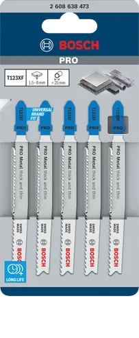 סט 5 להבים למסור אנכי למתכת T123XF מבית BOSCH