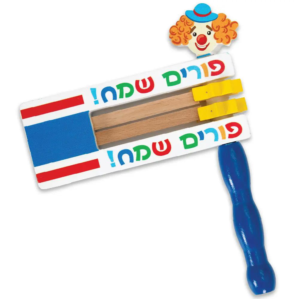 רעשן עץ ליצן צבעוני