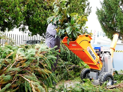 שימוש בשטח במרסקת גזם DK 800 BS DELEKS לריסוק ענפים וגזם חקלאי