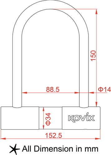 מנעול פרסה KOVIX 14MM