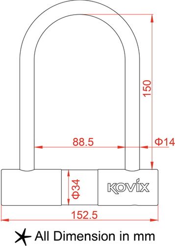 מנעול פרסה KOVIX 16MM
