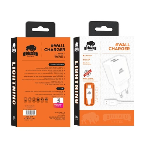 ראש מטען 2.1A עם כבל USB Lightning מבית באפאלו
