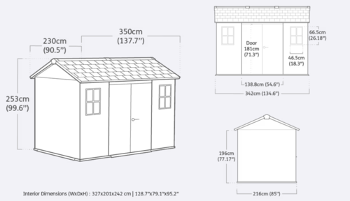 שרטוט מחסן גינה אוקלנד 11x7.5 - אפור