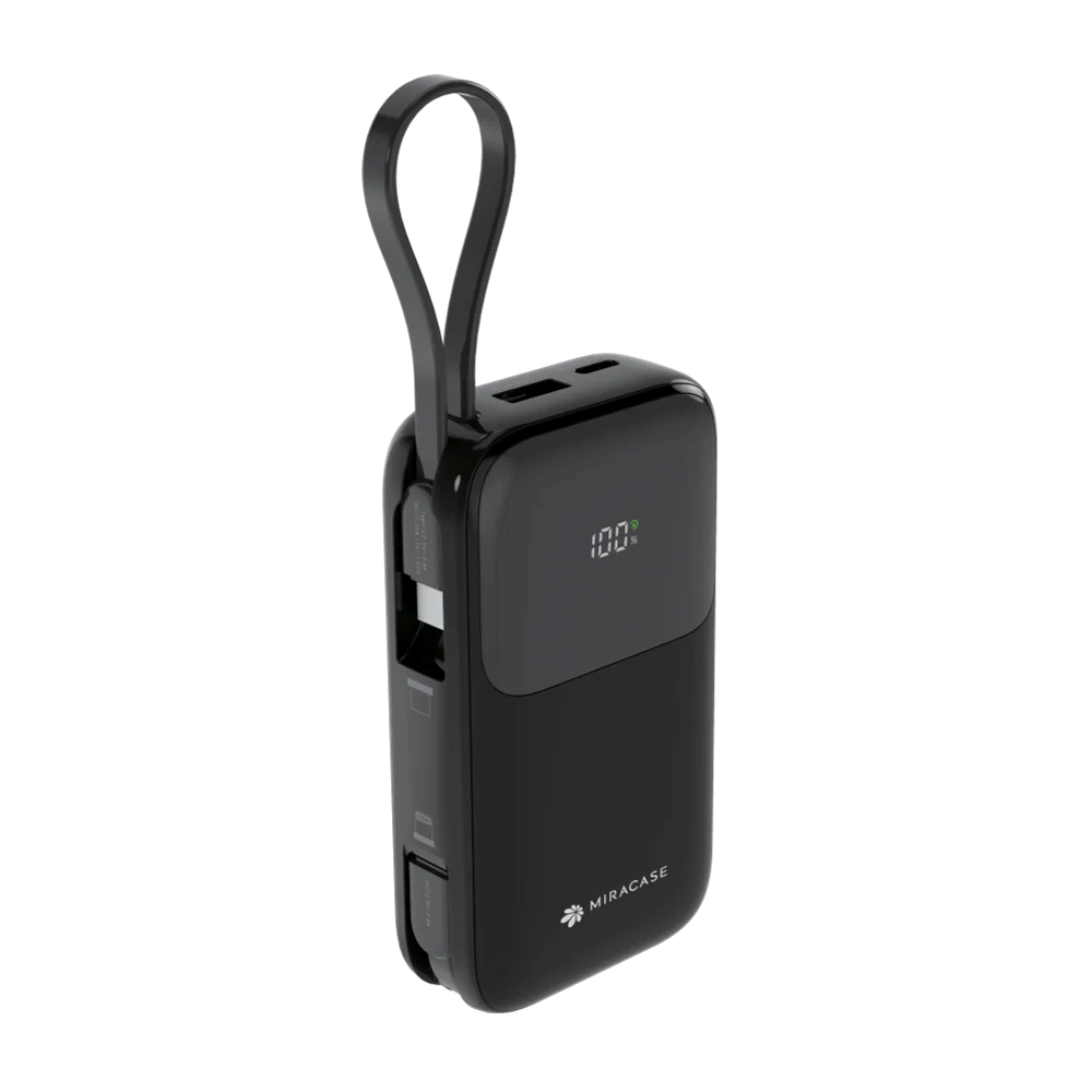 סוללת גיבוי מיני Miracase 10000mAh עם 2 כבלים מובנים וצג דיגיטלי – MPB10MPD22.5W2CS