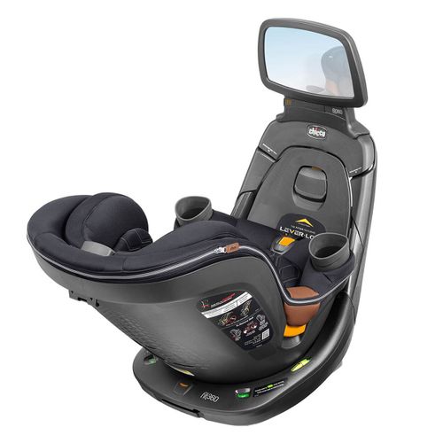 כיסא בטיחות מסתובב פיט360 זיפ קלירטקס ClearTex ZIP עם מנגנון התקנה LeverLock ומראה - שחור JET